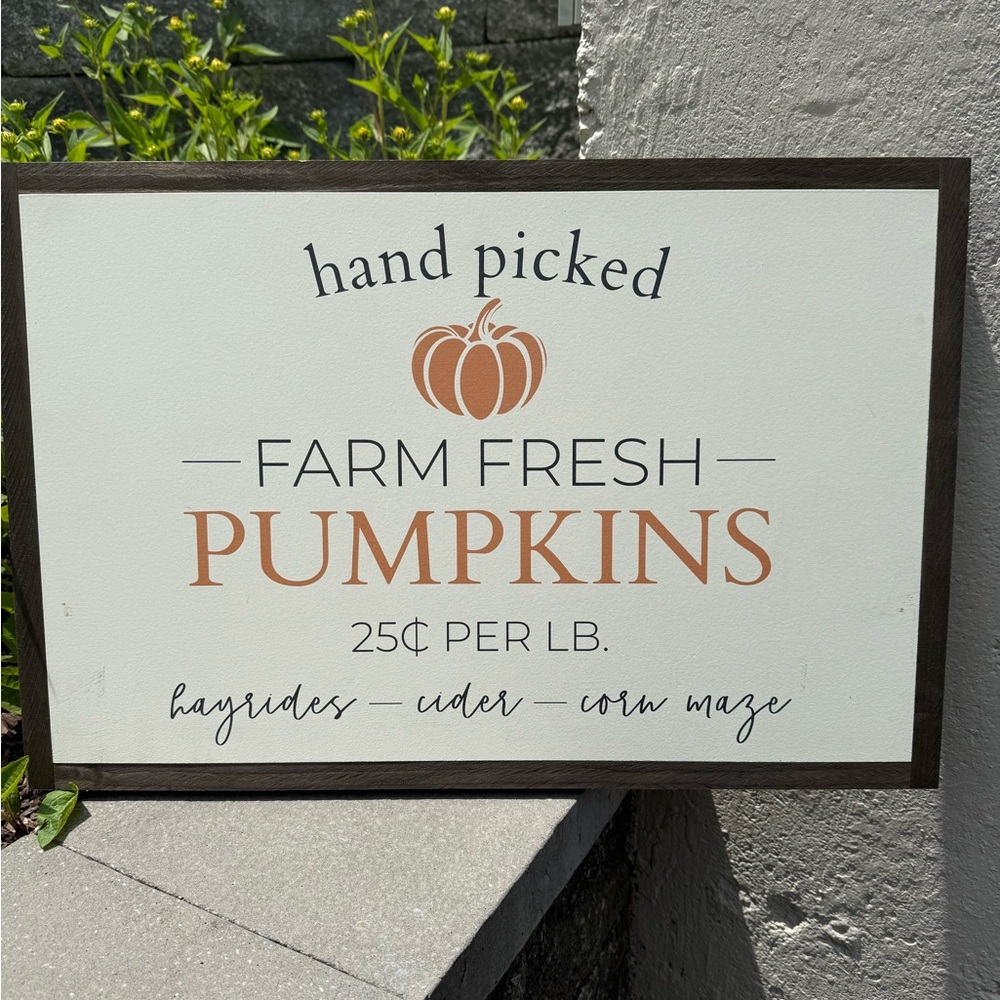 Joyfully Said Handpicked Pumpkins Wooden Sign